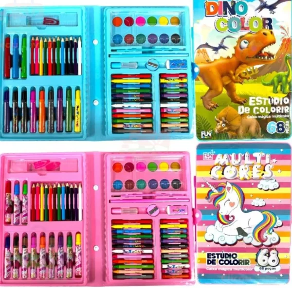 Kit de Arte Infantil com 86 Peças - Lápis, Canetas, Giz e Acessórios para Colorir e Desenhar - Image 3